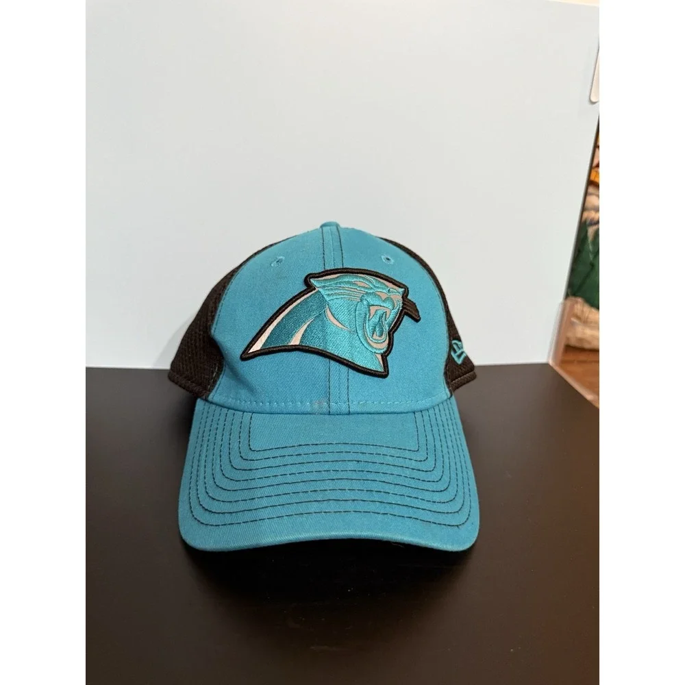 Carolina Panthers Hat Fitted Mens Small Medium Blue Black New Era Football Cap